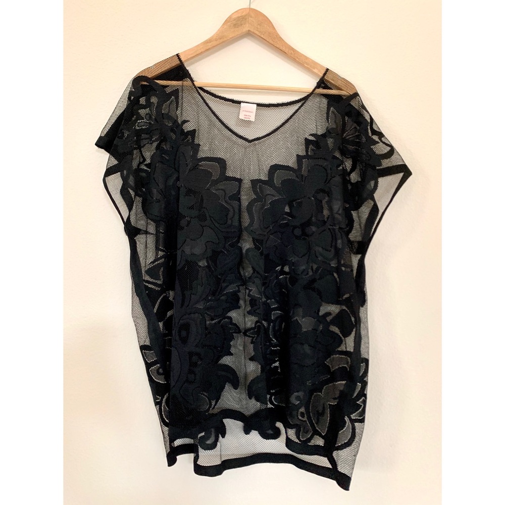 Sheer Black Embroidered Blouse